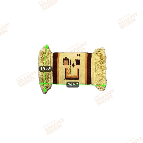 Handwoven Rectangular Small Rug Centerpiece Fringe 25x11 Yei Southwest Style SEE - Picture 5 of 6